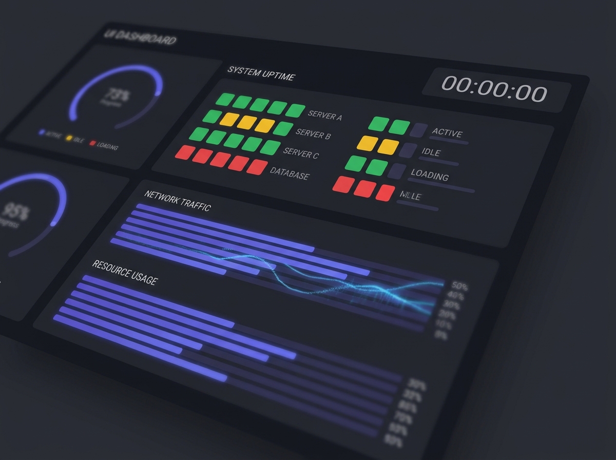 Uptime dashboard with indigo accents