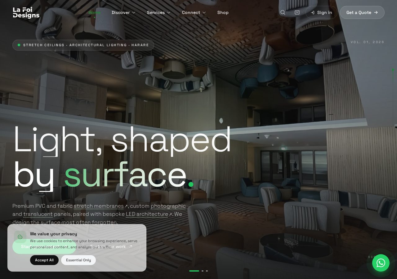 La Foi Designs website built by Inkframe
