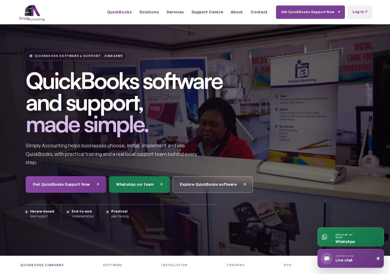 Simply Accounting website built by Inkframe