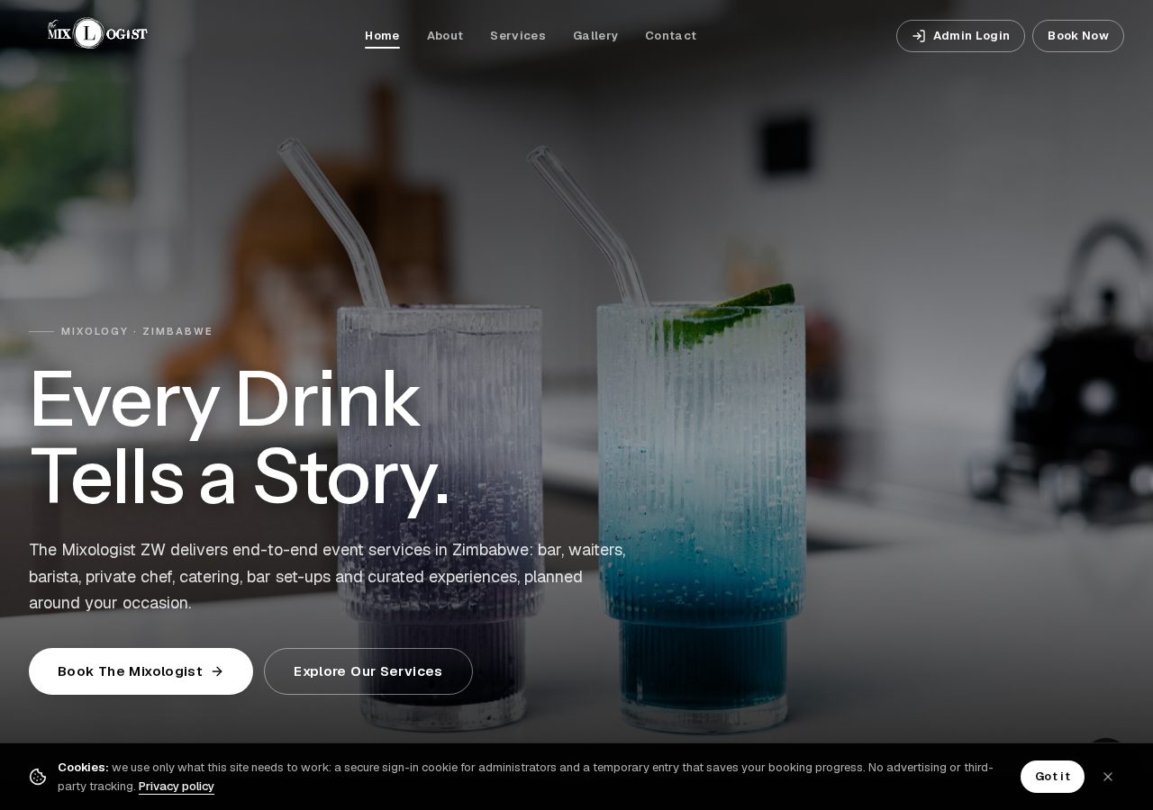 The Mixologist ZW website built by Inkframe
